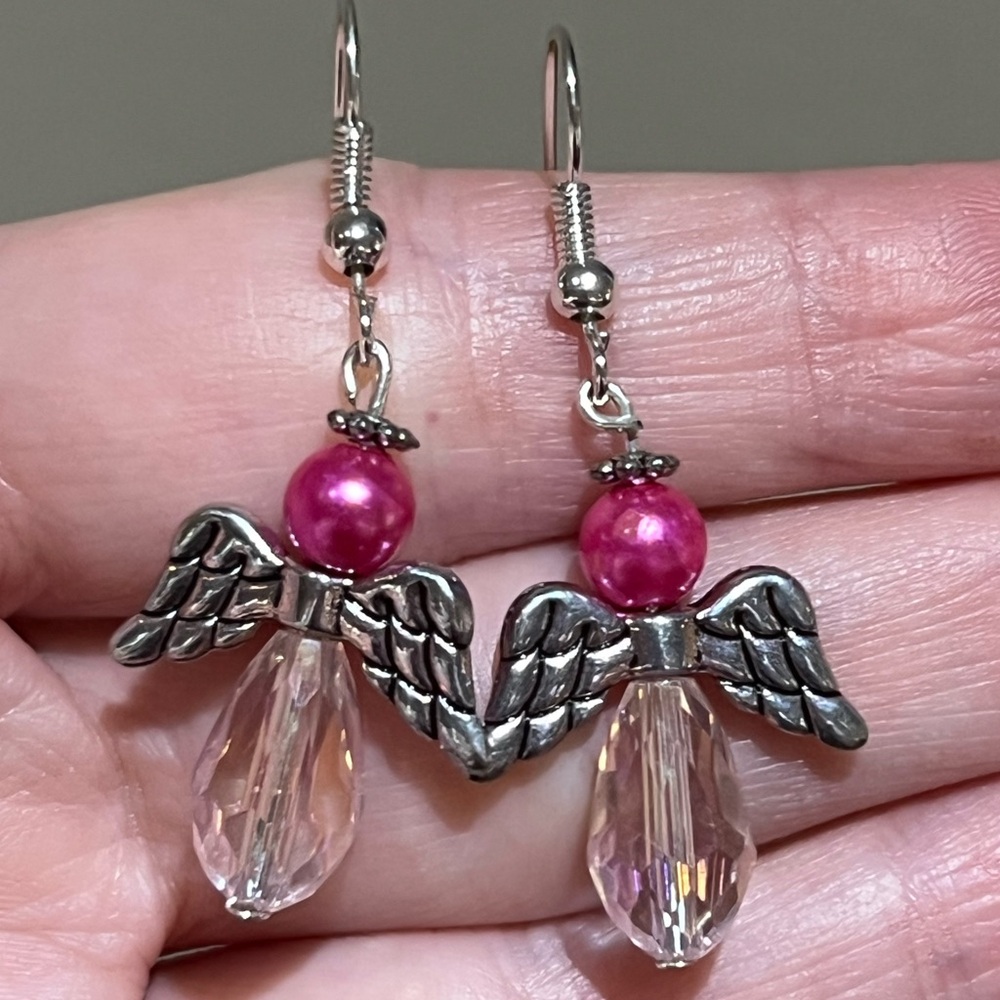 Crystal Beaded Angel Drop Earrings